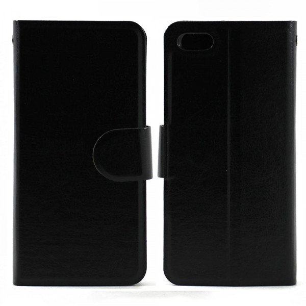 Wholesale iPhone 4S 4 Slim Flip Leather Wallet Case (Black - Black)